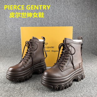 37码处理皮尔世绅真皮马丁靴女头层牛皮冬季短筒真皮加绒棉鞋子女