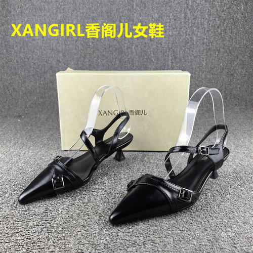 断码清仓处理头层牛皮包头中空凉鞋女夏季新款一字扣带女凉鞋真皮