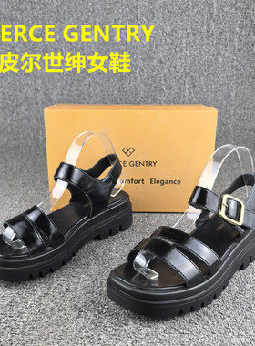 39码处理头层牛皮中空凉鞋女夏季新款松糕厚跟时尚休闲女凉鞋真皮