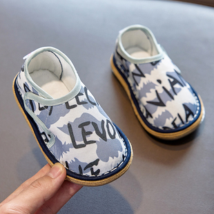 软底春肥C40 7岁2老北京千层底男女儿童学步鞋 胖脚宝宝手工布鞋