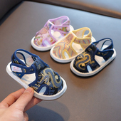 2男女小童室内鞋 宝宝手工布凉鞋 夏儿童千层底学步地板鞋 家居软底3
