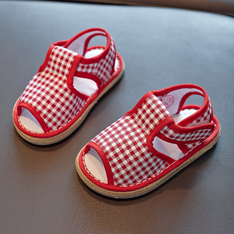 宝宝小布鞋儿童手工千层底布凉鞋小童男女童防滑软底室内老北京夏