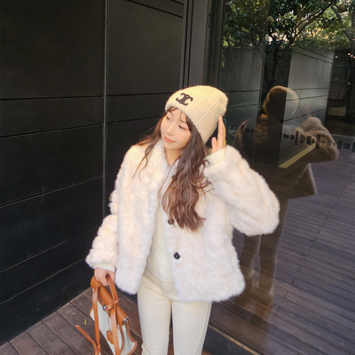小个子环保皮草女羊羔毛皮毛一体