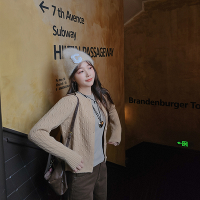 麻花开衫毛衣女外套秋内搭学院风