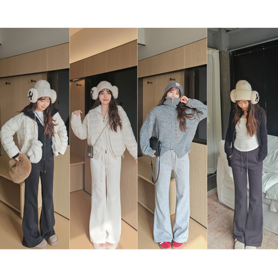 小个子微喇运动裤女加绒喇叭卫裤