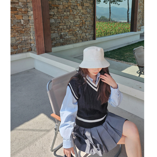 学院风针织衫 设计感小众毛衣马甲背心宽松外搭上衣 女春秋2026新款