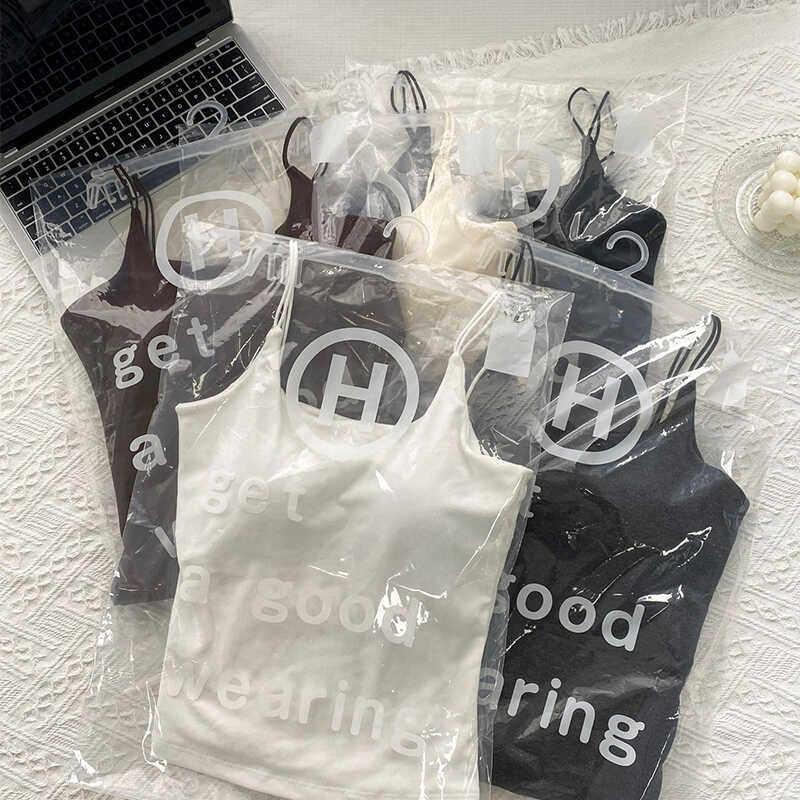 一体杯纯棉自带胸垫背心百搭美式小吊带女内搭修身带胸垫内衣2024