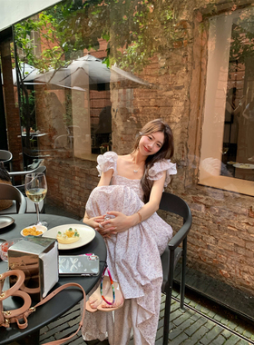 Baby61【花间精灵】法式花苞袖定制碎花茶歇连衣裙女2025夏季新款
