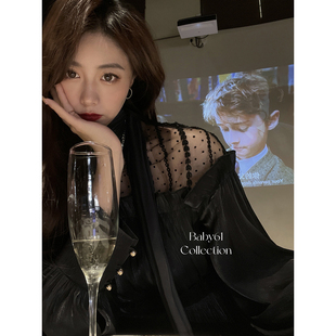 Baby61【怦然心动啊】炒鸡重工绝美蕾丝飘带设计拼接流光连衣裙女