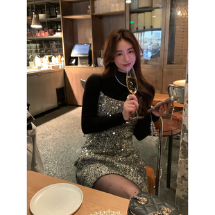 亮片小香吊带裙&荃羊毛手缝花朵打底衫 重工 闪闪星河 Baby61