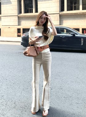 Baby61淡颜天菜修身微喇牛仔裤