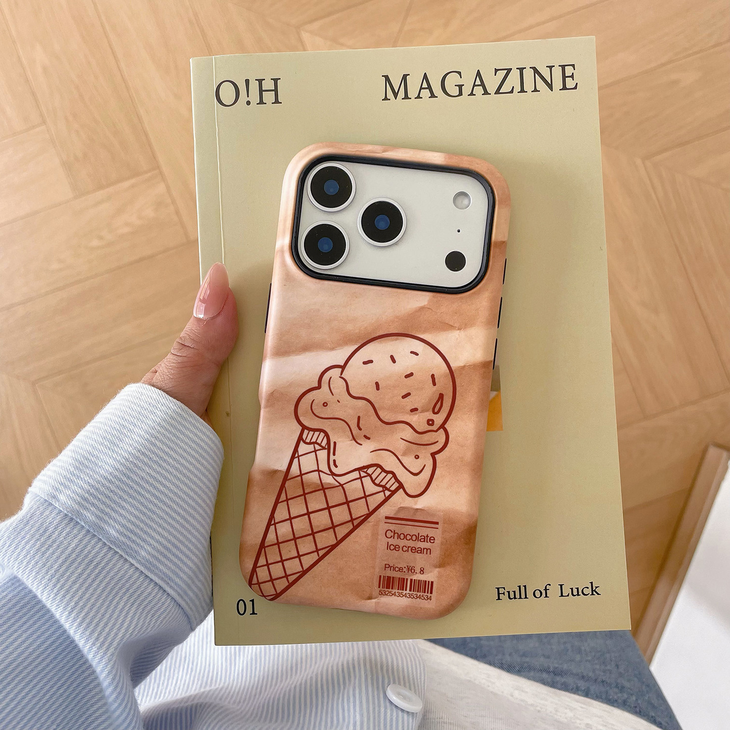 ins风美拉德简笔画冰淇淋手机壳