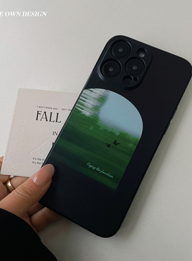 原创治愈系绿色蝴蝶适用苹果17手机壳简约轻薄款华为mate70P80ultra荣耀400vivoS30小米17promaxnote14氛围感