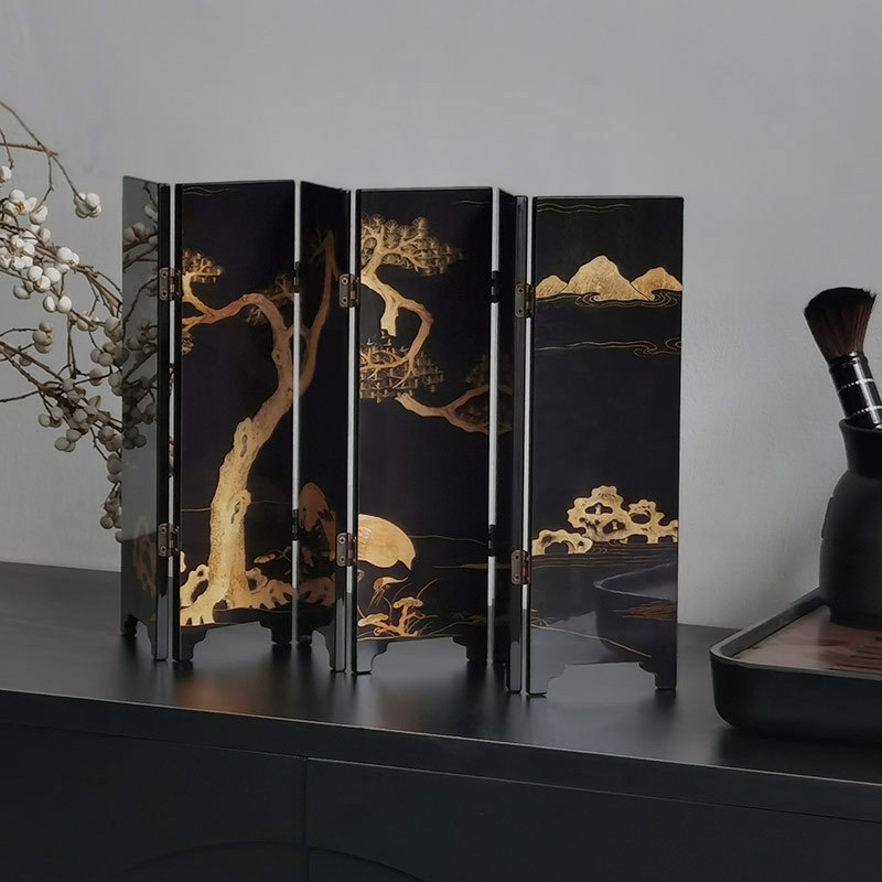 新中式桌面摆件日式屏风复古装饰