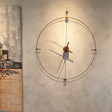 北欧极简挂钟胡桃大指针不锈钢石英钟挂表现代简约钟表客厅大尺寸