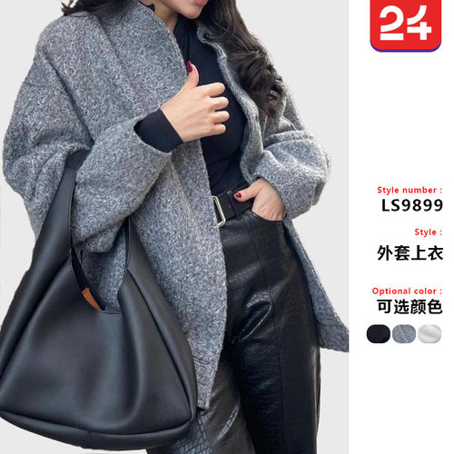 2025新款纯色立领大口袋长袖外套