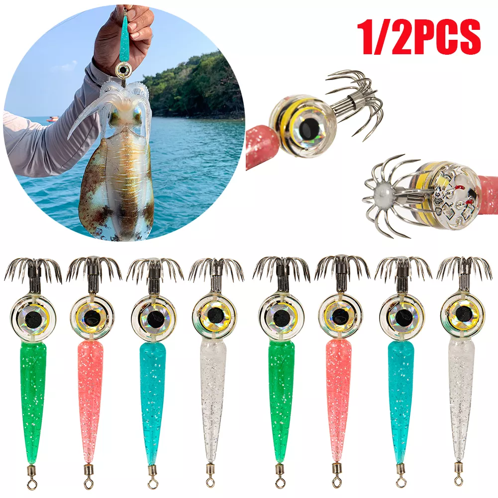 1/2pcs Electronic Squid Hook LED Luminous Shrimp Squid Night