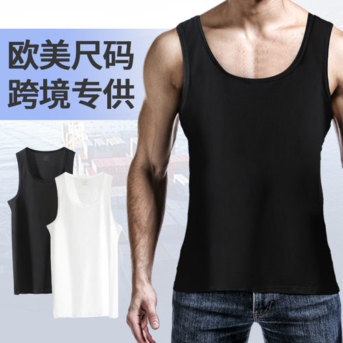 Men's Vest Men's Large Size Ice Silk Crewneck Loose Sports B