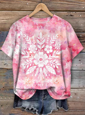 2025 Women's Fashion Short-sleeve T-shirt Floral Print Women