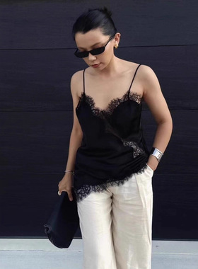 2026 mmuting Asymmetrical Lace Splicing Camisole Design, Fas