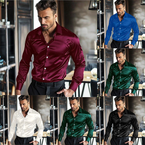 Men's Casual Bright e Drape Business Casual Non-ironing Anti