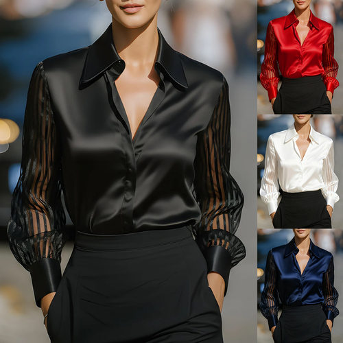 Station Solid lor All-match Loose Satin Women
