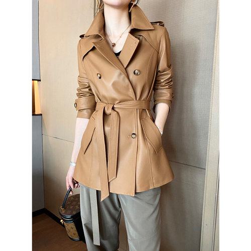 Direct 2026 Haining Leather Women's Fashion Waist Long tton