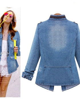 2026 Women's Denim Stand llar Slim Fit Women's Denim Jacket