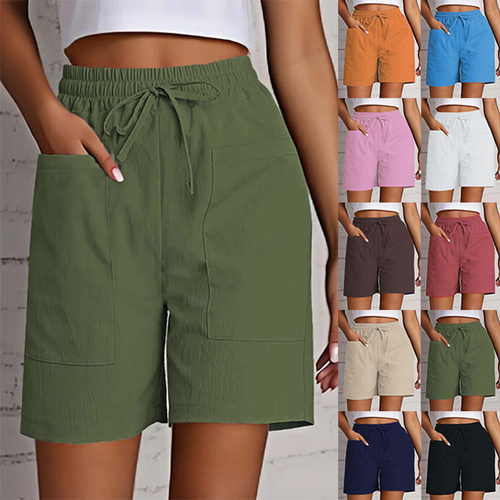 2026 Women’s Solid-color Pocketed Loose-fit High-waist Casu