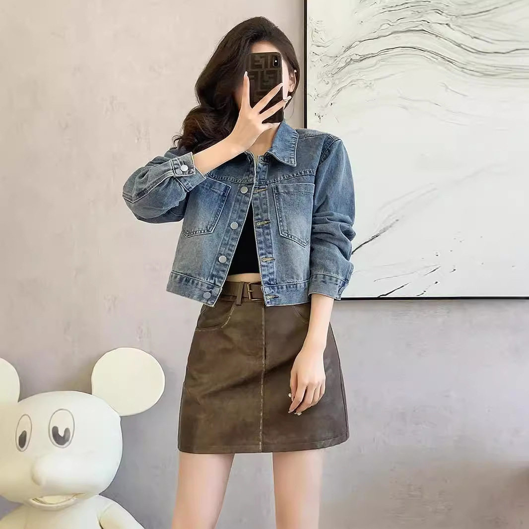 Retro Denim Jacket For Women 2026 Short Simple Casual Style图片