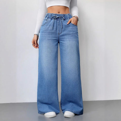 Washed Solid lor High Waist Wide Leg Pants 2026 Loose Women'