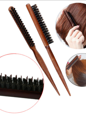 Salon Teasing Back Hair DIY Brushes Boar Bristle Wood Slim L