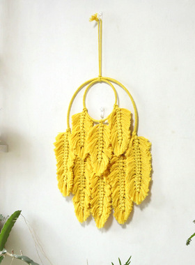 Feather Leaf Wall Decoration Pendant Hand Woven Tapestry Sim