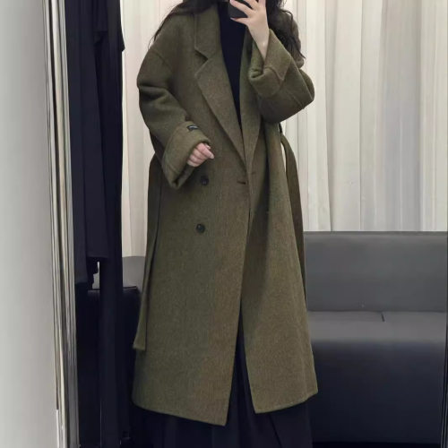 Long Double-sided Wool at For Women, Korean Double-breasted