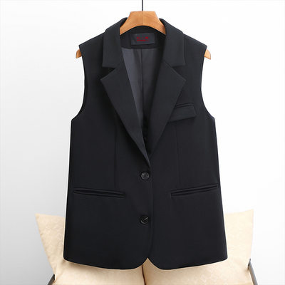 2024 Suit Vest Women's Medium Long Korean Style Suit Collar