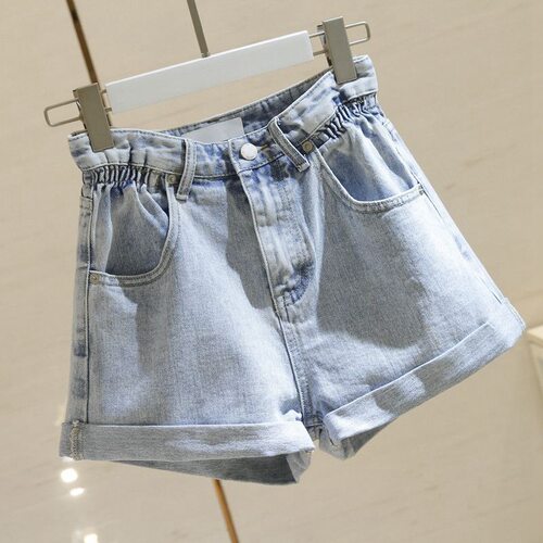 High Waist Denim Shorts For Women Loose 2026 Bud Curled Slim
