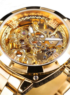 Men's Fashion Retro Carved Hollow Luminous Waterproof Automa