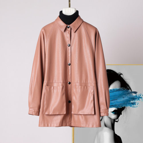 2026 Women's Korean-style Pu Leather Jacket Live Workwear Po