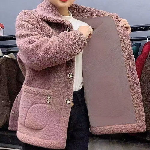 Fleece Thickened Imitation Fur Mother's Mid-length Coat Warm