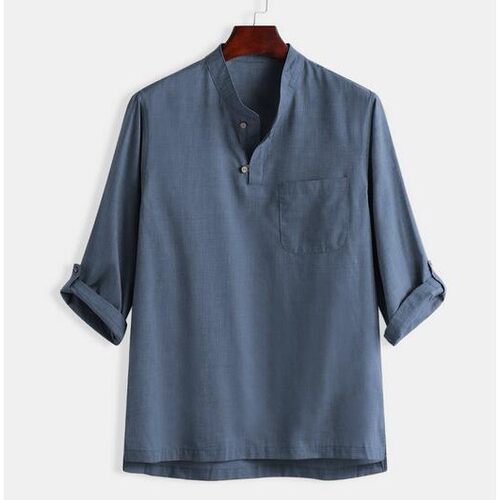 2026 Men's Fashion Solid lor Pocket tton And Linen Seven-poi