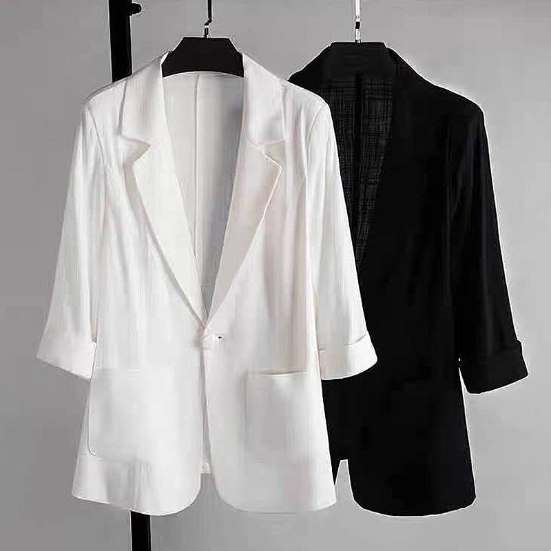 Thin Cotton And Linen Suits For Women 2024 British Style Cas 女装/女士精品 西装 原图主图