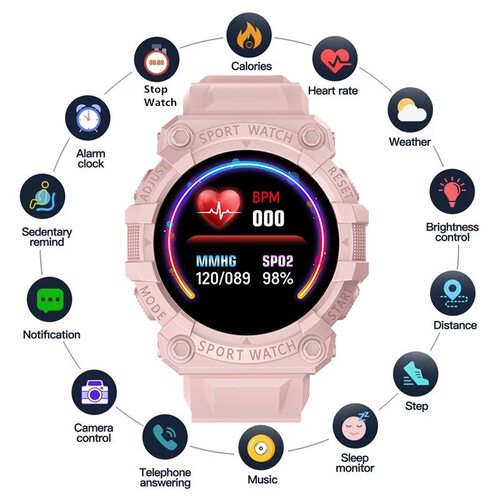 Fd68 Smart lor Screen Heart Rate Exercise Pedometer Heart Ra
