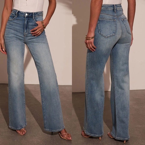 Loose Women's Sretch Straight Leg Pants Washed Temperament