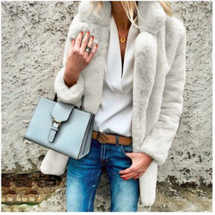 Long Sleeve Fluffy Solid Coat Color Women 2025 Collar
