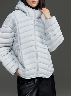 Goose Down Ribs Thin Women's High-end Hooded Stand llar Loos