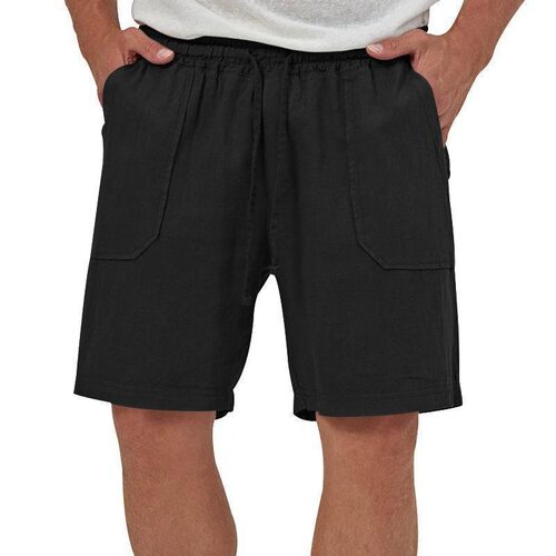 2026 Men's Shorts Solid lor tton Linen Casual Shorts Men's L