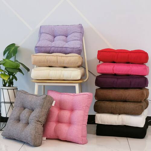 lorful Thickened Pad Edge Linen Cushion Sofa Stool Chair Pad