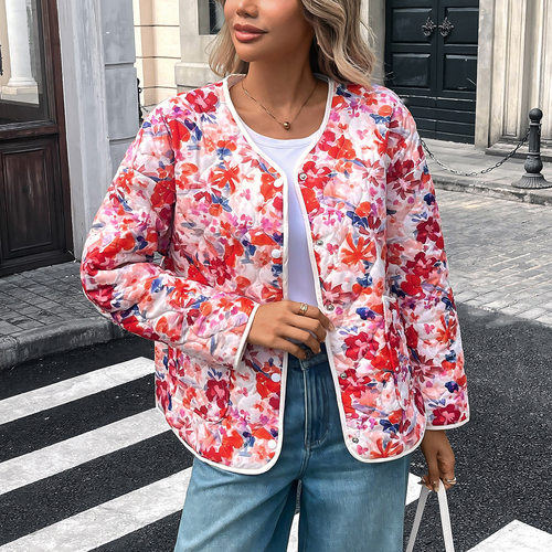 Jacket Jacket For Women, Thin Single-breasted Pocket Print,