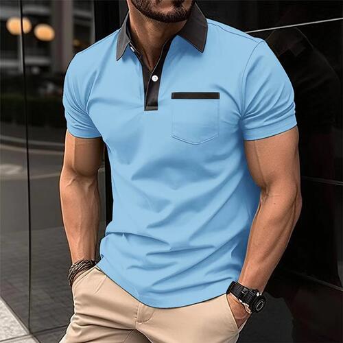 2026 Men's Casual Chest Pocket Solid lor Short-sleeved Casua
