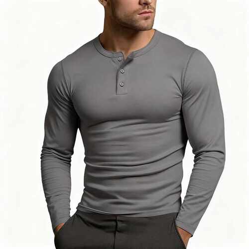 2026 Men’s Clothing T-shirt Men’s Henley Shirt